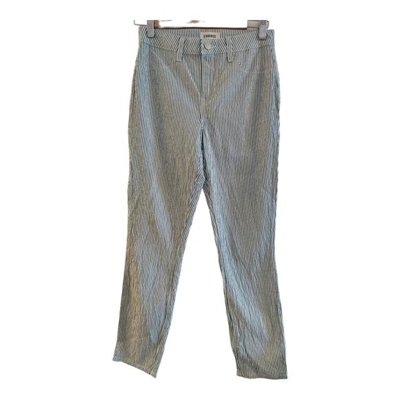 NWOT L'AGENCE Mandy High-Rise Seersucker Skinny Pants color green/white Size 26 - Picture 4 of 8